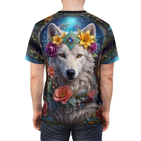 Wolf Floral Tee — Mystical Wolf With Flower Crown All-Over Print