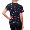 Women's Heart-Print Tee — Red & Blue Watercolor Hearts All-Over Print