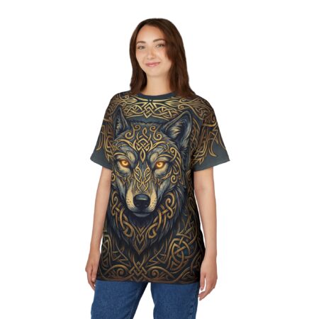 Alternative view of Celtic Wolf All-Over Print Tee — Ornate Norse Wolf Face AOP