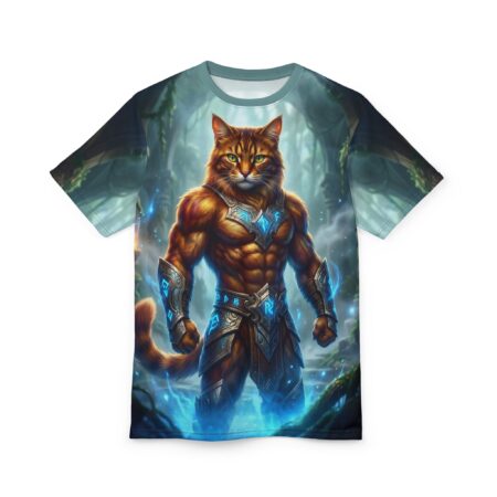 Alternative view of Warrior Cat Fantasy Tee — Muscular Cat God All-Over Print Shirt