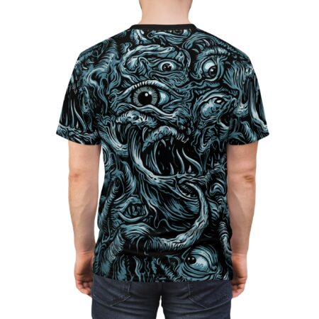 Alternative view of Horror Monster All-Over Print Tee — Creepy Multi-Eye Skull Design