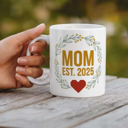 Alternative view of Mothers Day Mom Established Custom Year White Ceramic Mug 1