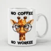 Sassy No Coffee No Workee Sarcastic Giraffe Animal Mug featuring sarcastic animal humor