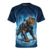 Battle-ready felines in intricate runic armor span the entire garment surface with a vibrant 360-degree graphic that wraps every inch in icy blue fantasy.