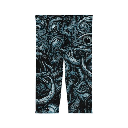 Sleek Capri Leggings - Dark Monster All Over Print – breathable activewear capri leggings - Main View