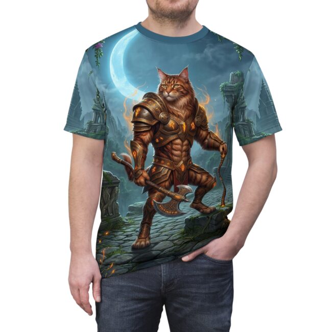 Cat Warrior Graphic Tee – Fantasy Armor AOP Shirt