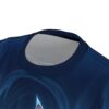 Armored frost cat imagery flows across every inch of this garment through an all-over print that covers the entire surface from collar to hem.