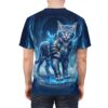 Frost-armored felines dominate this 360-degree graphic, which stretches across the entire surface of the garment for a bold, immersive fantasy display.