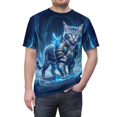 Icebound Warrior Cat Tee - Armored Frost Cat All-Over Print T‑Shirt