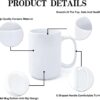 Bright white ceramic material forms this smooth, durable mug featuring a comfortable C-shaped handle and a solid anti-slip bottom for steady daily use.