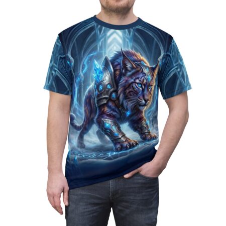 Mystic Frost Panther Tee — All-Over Print Cat Warrior T-Shirt