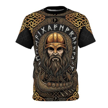 Premium Viking Warrior Helmet T-Shirt – Norse Rune All-Over Print – soft all-over print unisex tee
