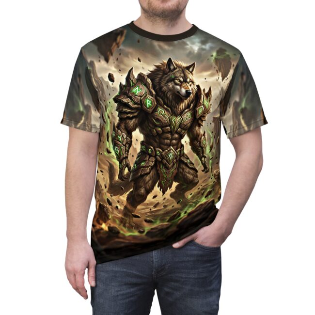Wolf Warrior Graphic Tee — Armored Werewolf All-Over Print