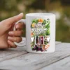White ceramic coffee mug with 
