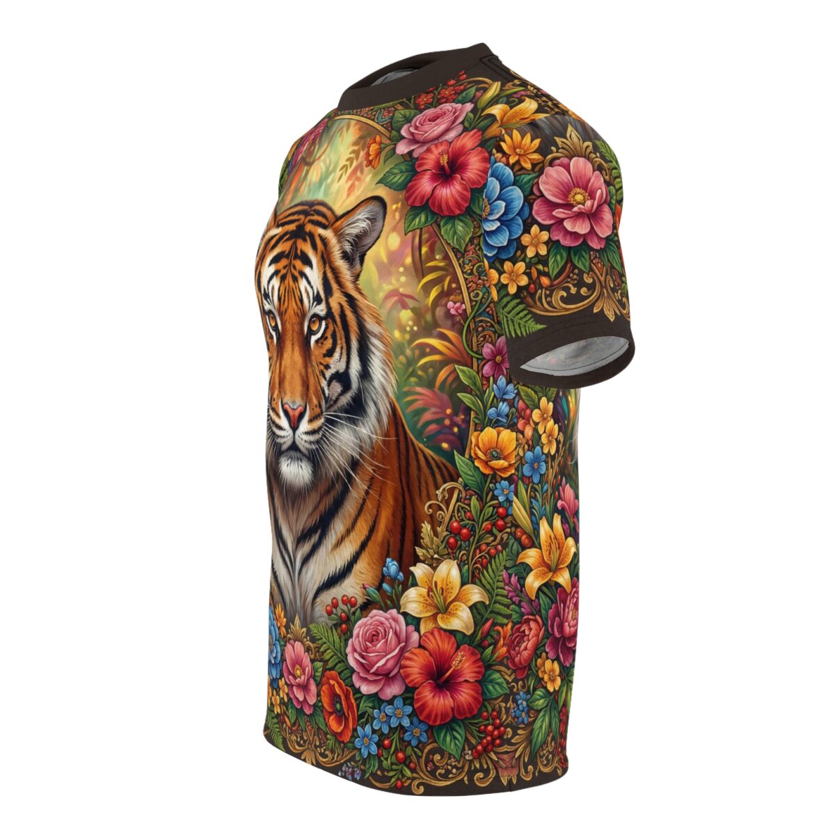 Floral Tiger All Over Print Tee — Majestic Wildlife Graphic Shirt - Image 4