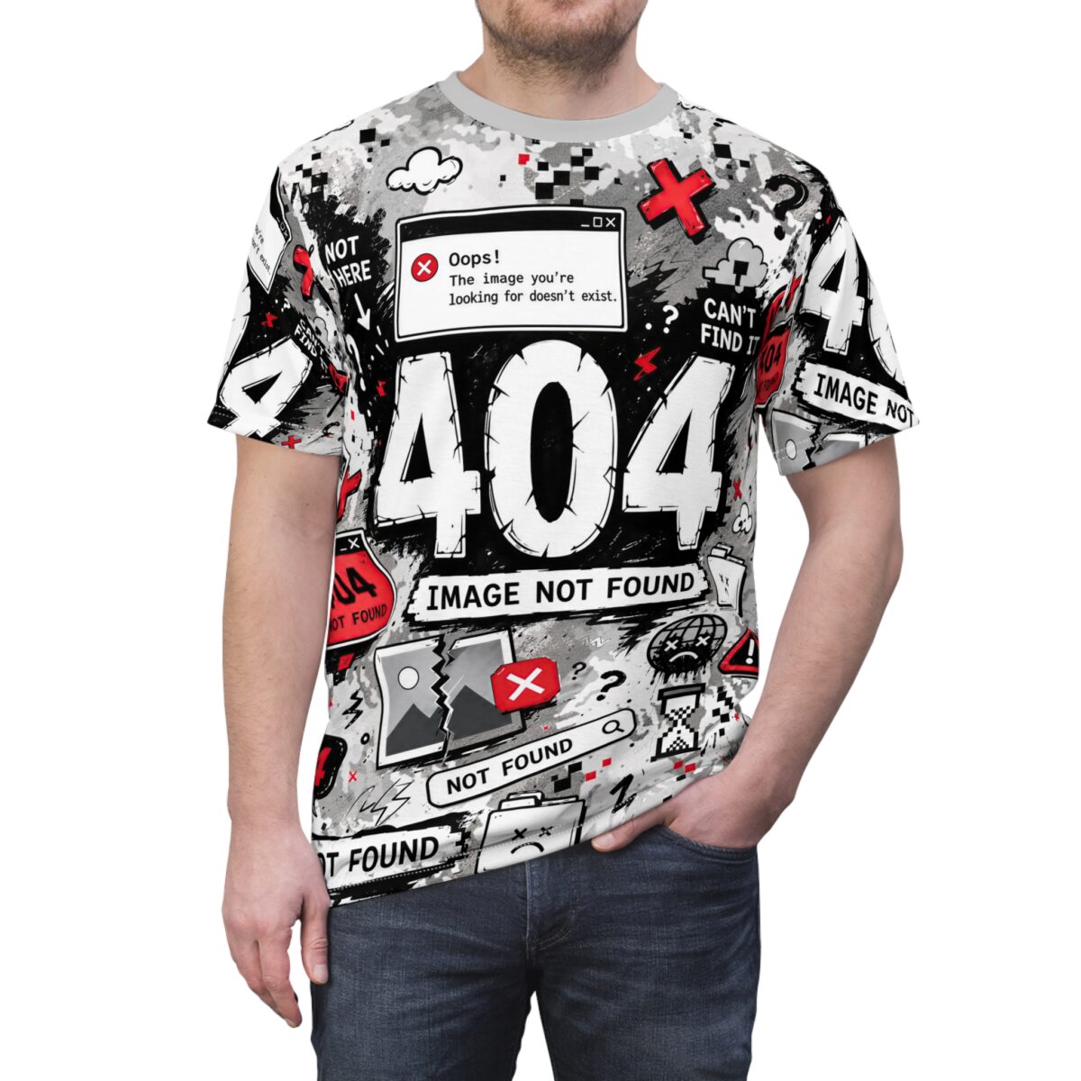 404 Image Not Found Tee - All Over Print Graphic T-Shirt