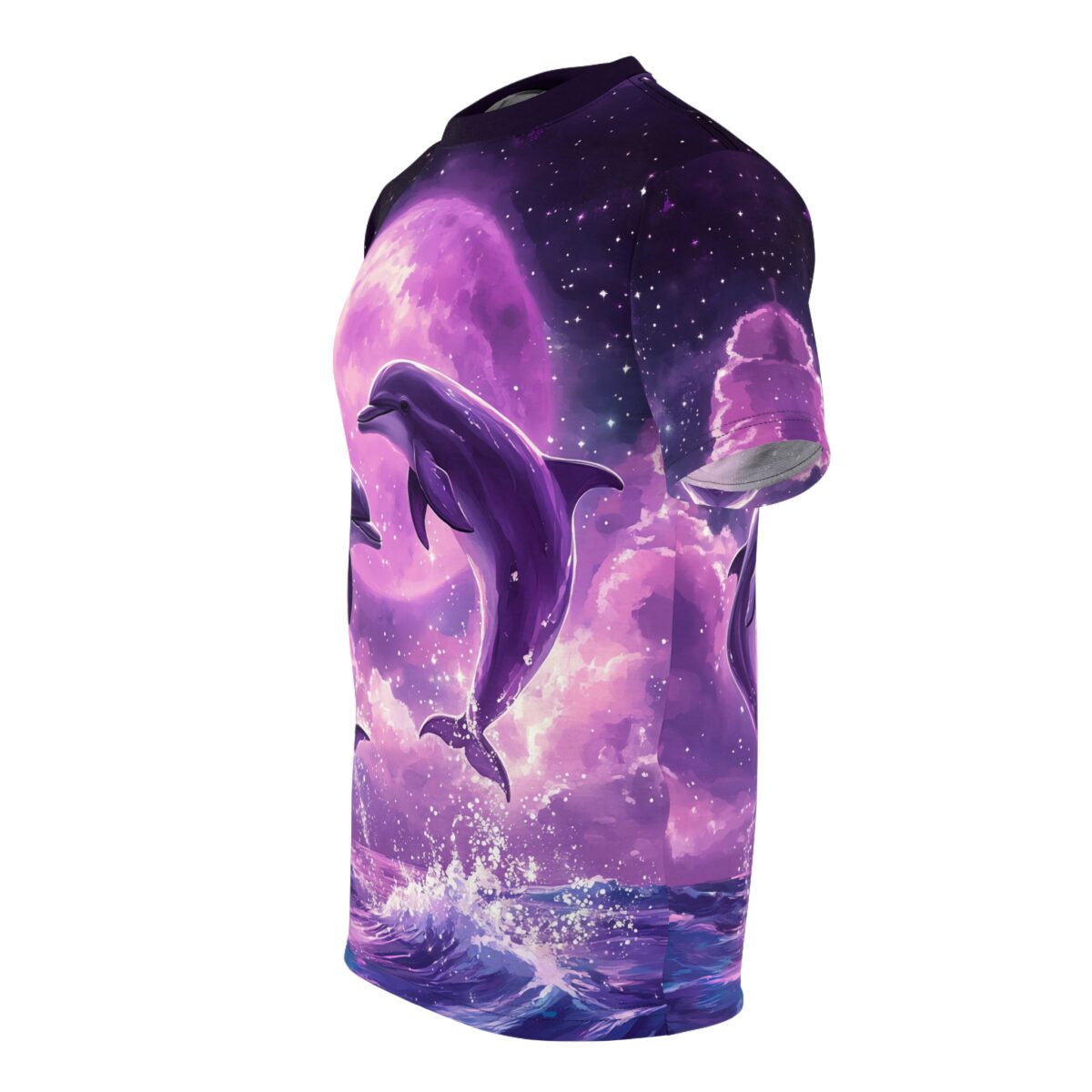 Purple Moon Dolphin T‑Shirt - Cosmic Ocean Graphic Tee - Image 4