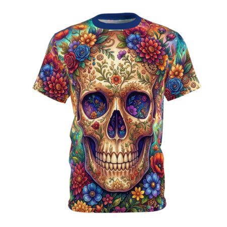 Day of the Dead Floral Skull Tee — Colorful Sugar Skull All-Over Print Shirt