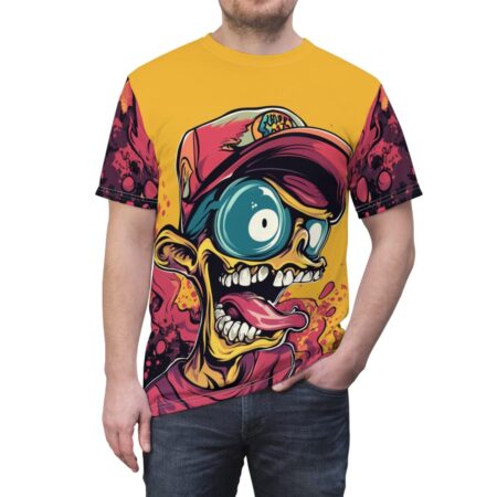 Graphic Skull Tee — Yellow Skate Punk All Over Print T-Shirt