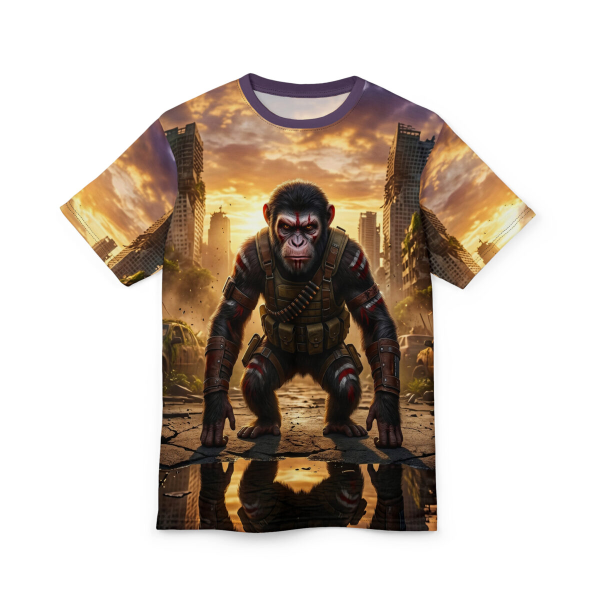 Apocalyptic Soldier Ape All Over Print Graphic Tee - Image 5