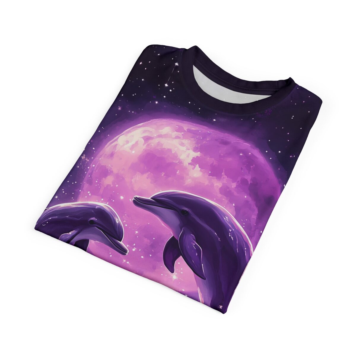 Purple Moon Dolphin T‑Shirt - Cosmic Ocean Graphic Tee - Image 6