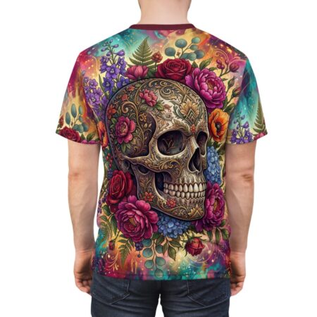 Alternative view of All-Over Print Sugar Skull Tee — Floral Day of the Dead Graphic Shirt
