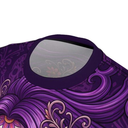 Alternative view of Day of the Dead Sugar Skull Graphic Tee - Purple Floral Catrina All Over Print T-Shirt