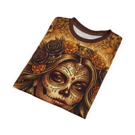 Alternative view of Day of the Dead Sugar Skull Graphic T-Shirt — Gothic Floral Skull All Over Print Tee