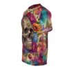 Vibrant sugar skulls and colorful florals wrap around every inch of this garment with an all-over print that covers the fabric from sleeve to hem.