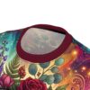 Vibrant roses and floral motifs decorate this sugar skull graphic shirt, featuring a high-quality all-over print for bold Day of the Dead inspiration.