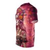 Pink and orange floral patterns with skulls adorn this sublimation graphic tee, featuring a La Catrina figure.