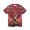 Vibrant sugar skulls and pink floral blooms cover every inch of this garment in a high-definition 360-degree graphic for a fully immersive Day of the Dead look.