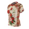 This women's tee features a **vibrant seamless print** of vintage roses, tulips, and lilies with a **360 wrap-around design** for unique graphic apparel.