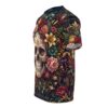 Intricate sugar skulls and vibrant blooms wrap around this tee in a 360-degree graphic, blanketing every inch of the fabric in rich, dark floral detail.
