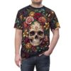 Vibrant sugar skull and floral illustrations cover every inch of this garment through a detailed 360-degree graphic that wraps around the entire fabric surface.
