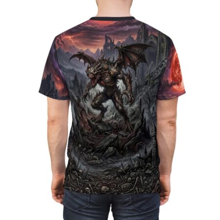Gothic demon, skulls, and stormy skies feature in this 360 wrap-around design with a vibrant seamless print.
