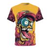 Vivid yellow tones meet edgy skate punk graphics in this 360-degree graphic tee, showcasing an intense skull character across every inch of the fabric.