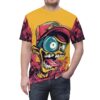 Vibrant yellow skate punk skull art covers every inch of this garment with a seamless pattern that extends from the collar to the hem for maximum impact.