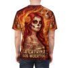 Vibrant La Catrina artwork and skulls blanket this garment in a 360-degree graphic that flows seamlessly from the front across the sleeves to the back.