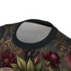 Gothic sugar skulls and deep red florals span the entire garment surface with a 360-degree graphic that connects seamlessly from collar to hem.