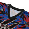 This all over print jersey features a dynamic tiger claw graphic in blue, red, and black.