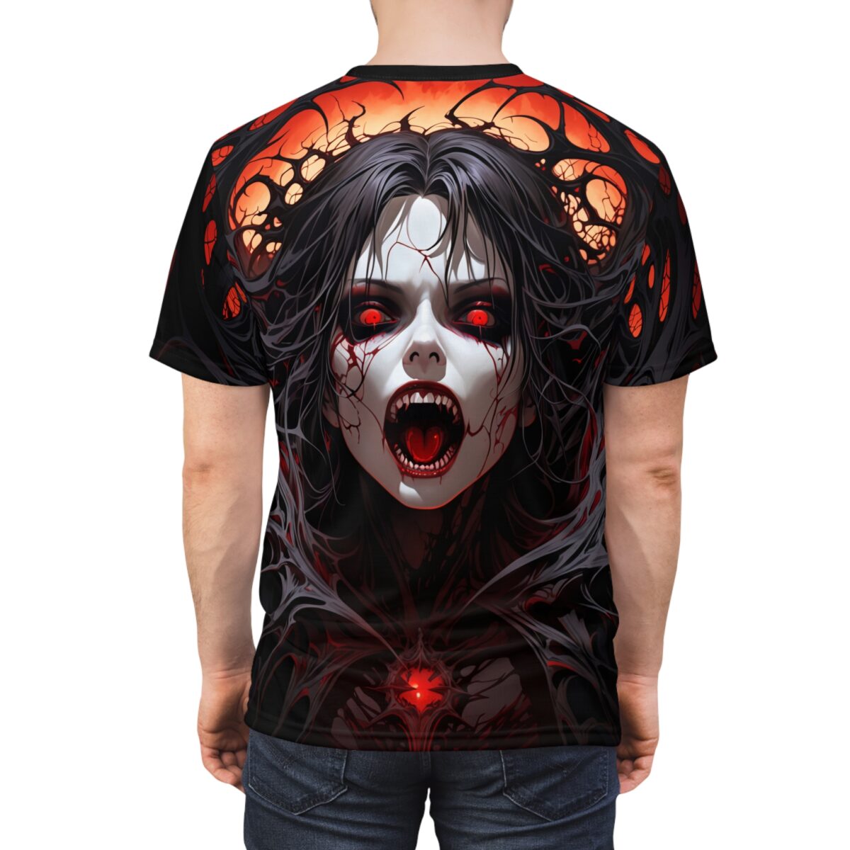 Vampire Queen Gothic Tee - Red-Eyed Horror All Over Print - Image 2