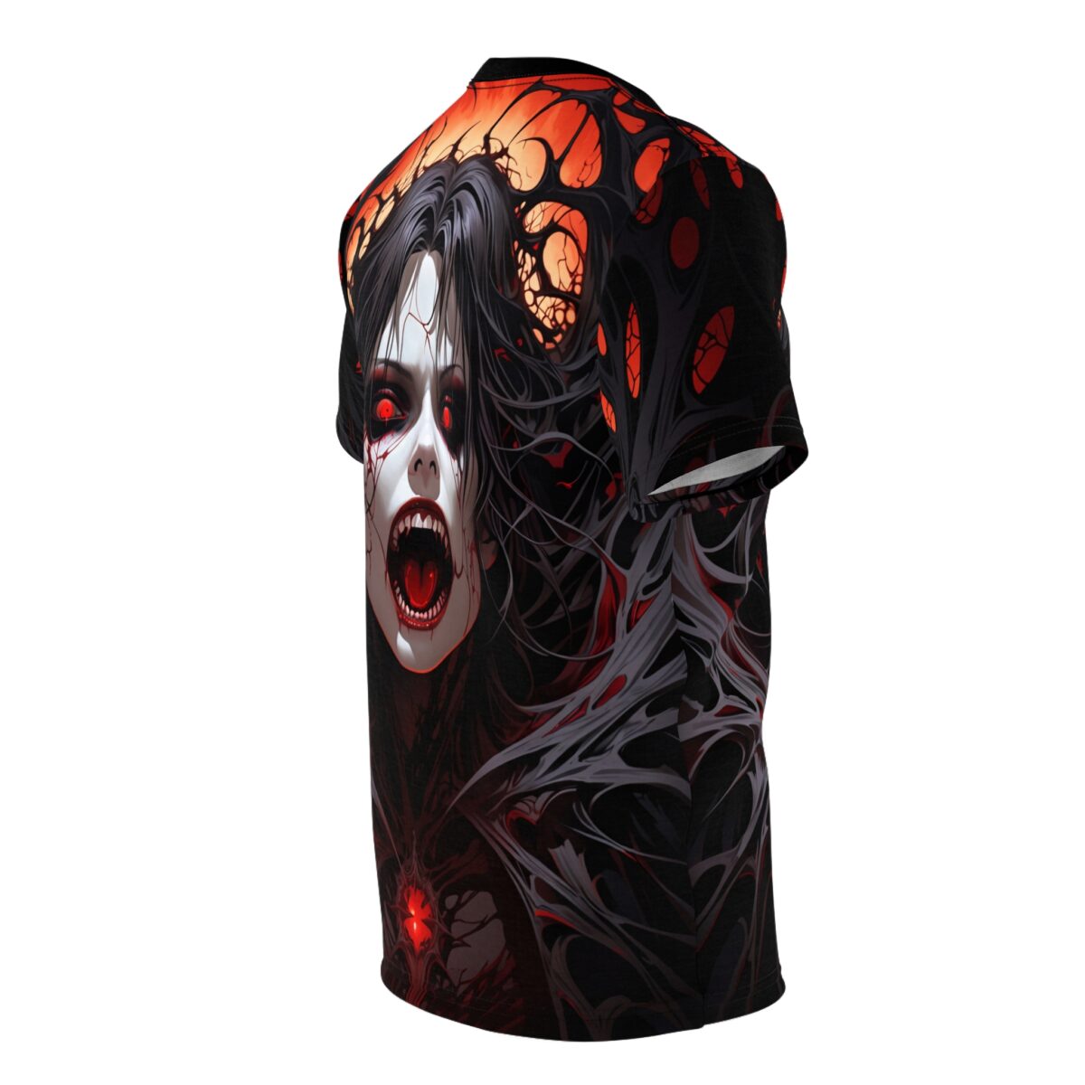 Vampire Queen Gothic Tee - Red-Eyed Horror All Over Print - Image 4