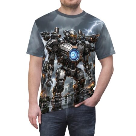 Robot Mech Battle T-Shirt - Futuristic Giant Mecha Robot Graphic T-Shirt