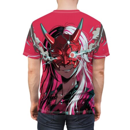 Alternative view of Demonic Oni Mask All Over Print Tee - Cyberpunk Anime Horror Shirt