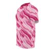 Pink and white bacon all over print sublimation tee featuring a seamless wrap around graphic design.