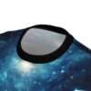Blue galaxy and star all over print sublimation tee shirt featuring a seamless wrap around cosmic nebula design.