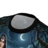 Fantasy sublimation tee with a mystical forest, crescent moon, and starry night graphic. Features a regal woman with a crown.
