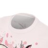 Pink watercolor floral graphic print crewneck sublimation tee with soft botanical ink splatters and minimal aesthetic design.