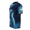 Polar bear and cub gazing at starry nebula, all over print sublimation tee with celestial graphics.